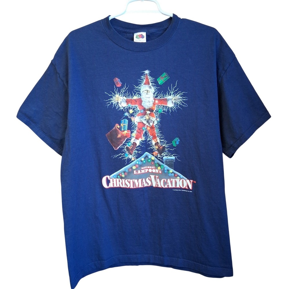 National Lampoon's Christmas Vacation Movie Tee SS Licensed XL  Blue Clark‎ EUC